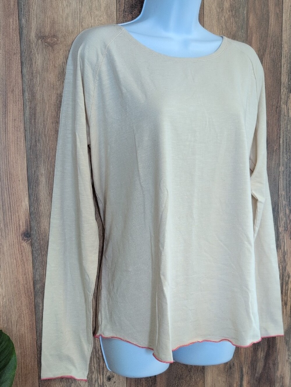 Belle Boho by Kim Gravel Slub Knit Pop of Color Popstitch Top L NWT 760A
